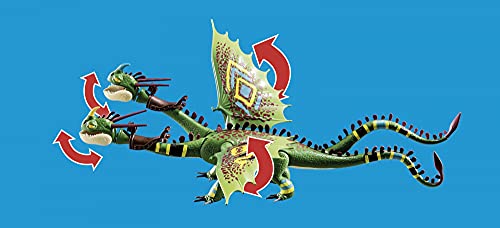 PLAYMOBIL Dreamworks Dragons Dragon Racing: Dragón 2 Cabezas con Chusco y Brusca, A partir de 4 años (70730)