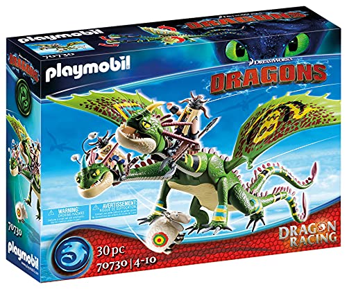 PLAYMOBIL Dreamworks Dragons Dragon Racing: Dragón 2 Cabezas con Chusco y Brusca, A partir de 4 años (70730)