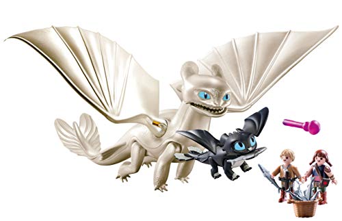 PLAYMOBIL DreamWorks Dragons Furia Diurna y Bebé Dragón con Niños, a Partir de 4 Años (70038) + HIPO y Astrid con Bebé Dragón