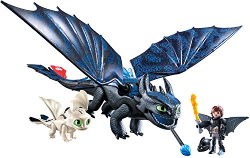 PLAYMOBIL DreamWorks Dragons HIPO Y Desdentao con Bebé Dragón, A Partir De 4 Años (70037) + Astrid con Globoglob