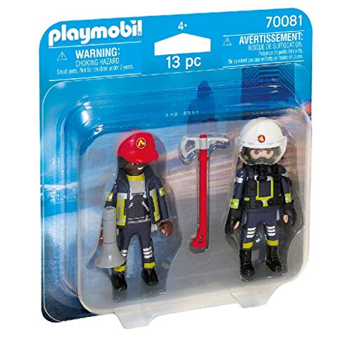 PLAYMOBIL- Duo Pack Duopack Bomberos, Color carbón (70081)