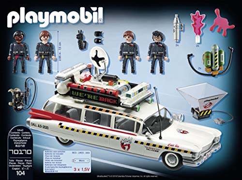 PLAYMOBIL Ghostbusters Ecto-1A con Módulo de Luz y Sonido, a Partir de 6 Años (70170)