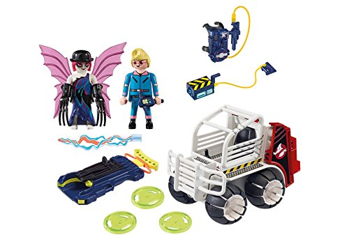 PLAYMOBIL Ghostbusters Spengler con Coche Jaula y Lanzador de Discos, a Partir de 6 Años (9386)