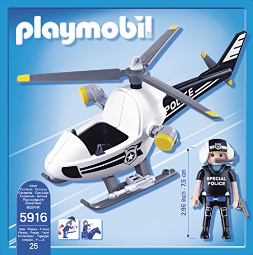 PLAYMOBIL- Helicóptero de Policía Playset, Color, Miscelanea (5916)