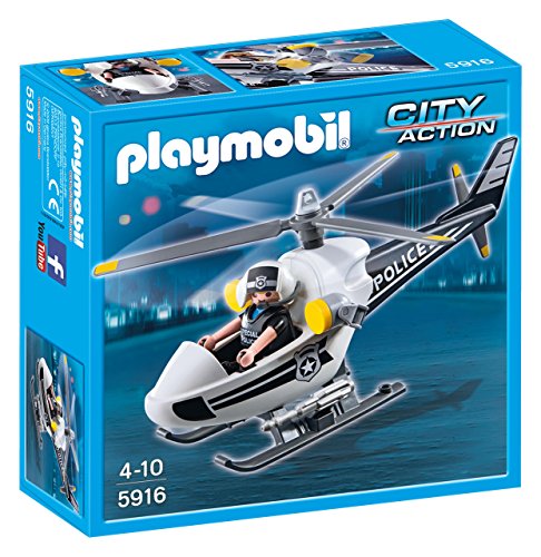 PLAYMOBIL- Helicóptero de Policía Playset, Color, Miscelanea (5916)