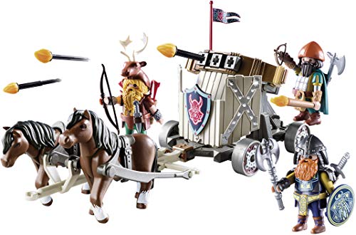 PLAYMOBIL Knights 9341 Carruaje de Caballos con Ballesta Enanos, A partir de 5 años