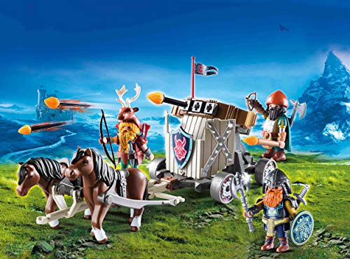 PLAYMOBIL Knights 9341 Carruaje de Caballos con Ballesta Enanos, A partir de 5 años