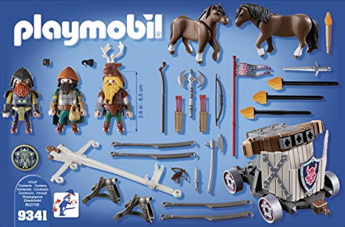 PLAYMOBIL Knights 9341 Carruaje de Caballos con Ballesta Enanos, A partir de 5 años