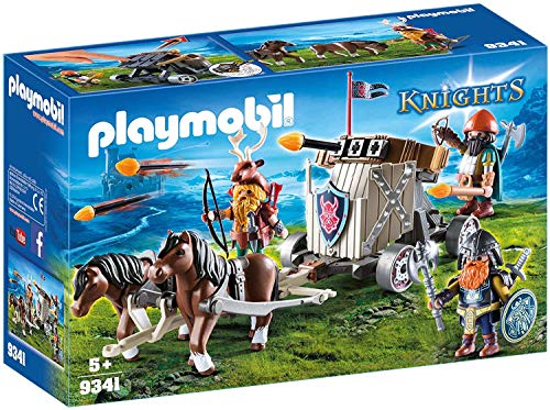 PLAYMOBIL Knights 9341 Carruaje de Caballos con Ballesta Enanos, A partir de 5 años