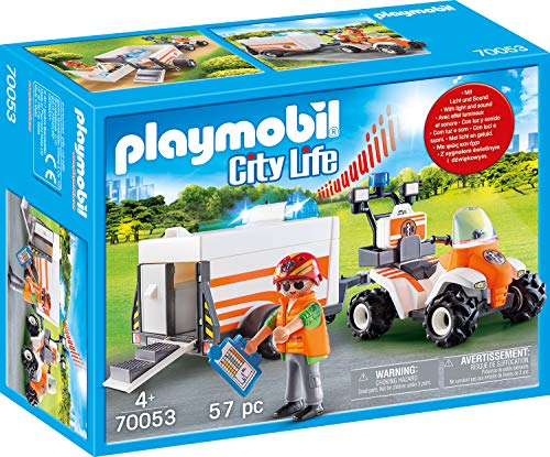 PLAYMOBIL Life City Quad Rescate+Remolque, Color carbón (70053)