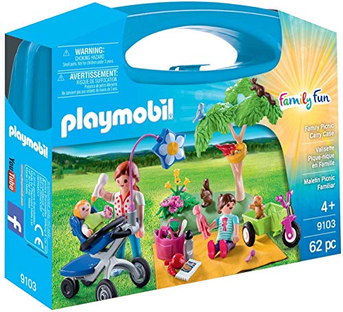 PLAYMOBIL Maletín Grande Picnic Familiar, única (9103) + Guardería Mamá con Carrito de Gemelos, Playset (5573)