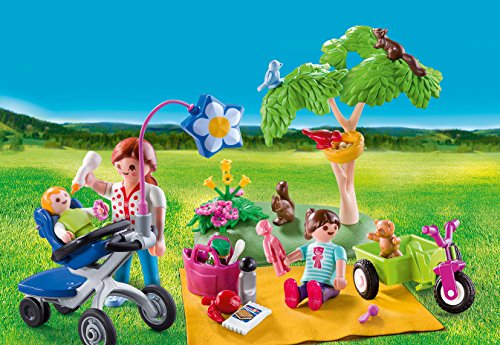 PLAYMOBIL Maletín Grande Picnic Familiar, única (9103) + Guardería Mamá con Carrito de Gemelos, Playset (5573)