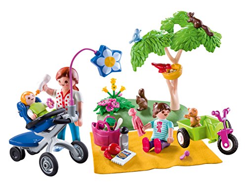 PLAYMOBIL Maletín Grande Picnic Familiar, única (9103) + Guardería Mamá con Carrito de Gemelos, Playset (5573)