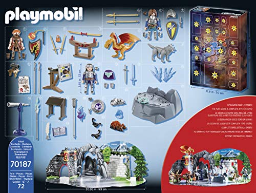 PLAYMOBIL Novelmore Calendario de Adviento Batalla por la Piedra Mágica, A partir de 5 años (70187)