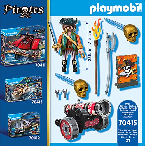 PLAYMOBIL- Pirata con cañón (70415), Multicolor