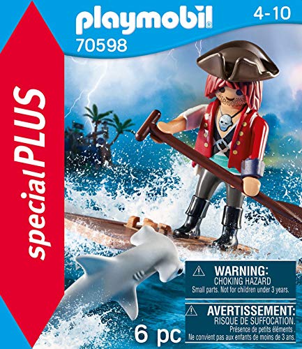 PLAYMOBIL Special Plus 70598 Pirata con río y tiburón Martillo, a Partir de 4 años