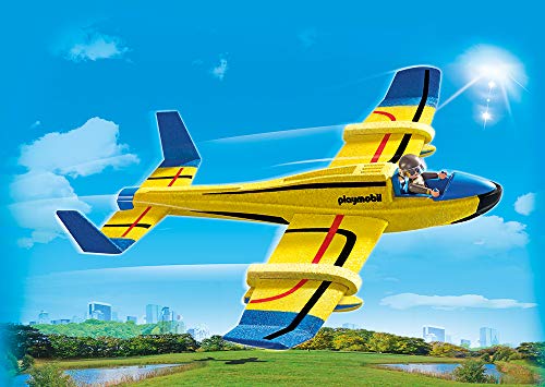 PLAYMOBIL-Sports & Action Deslizador de Lanzamiento avión acuático, Color carbón (70057)