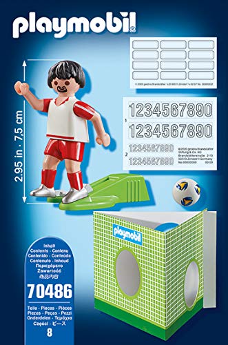 PLAYMOBIL- Sports & Action Jugador de Fútbol, Polonia, Multicolor (70486)