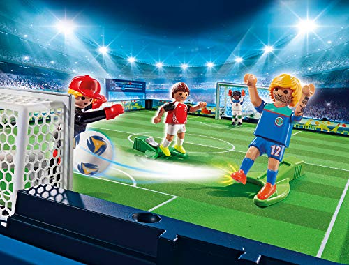 PLAYMOBIL Sports and Action Campo de Fútbol Maletín, con Soporte para Smartphone, a Partir de 5 Años (70244), Multicolor