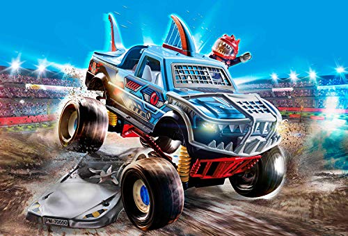 PLAYMOBIL® Stuntshow Juego de 2 Piezas 70549 70550 Monster Truck Horned + Monster Truck Shark