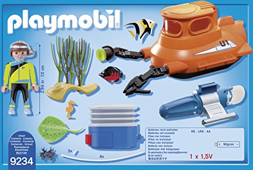 PLAYMOBIL- Submarino con Motor, Multicolor, única (9234)