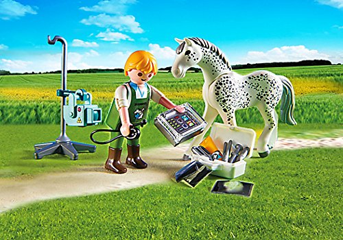 PLAYMOBIL Veterinaria - City Life Caballo con Técnico de Rayos X Juguetes y Juegos 5533