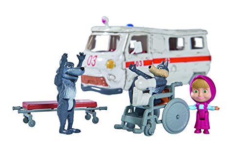 Playset Ambulancia de Masha y el Oso con 3 figuras y accesorios (Simba 9309863)