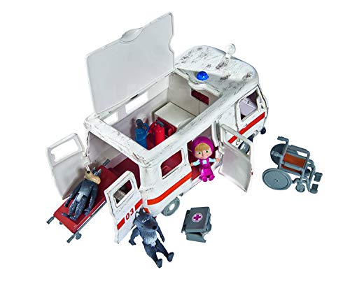 Playset Ambulancia de Masha y el Oso con 3 figuras y accesorios (Simba 9309863)