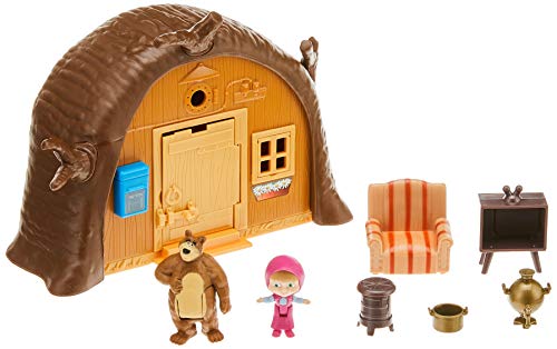 Playset Casa del Oso de Masha y el Oso con 2 figuras y accesorios (Simba 9301632)