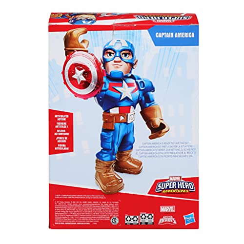 Playskool Heroes Mega Mighties Marvel Super Hero Adventures - Captain America - Figura de acción Coleccionable de 25 cm - Edad: 3+