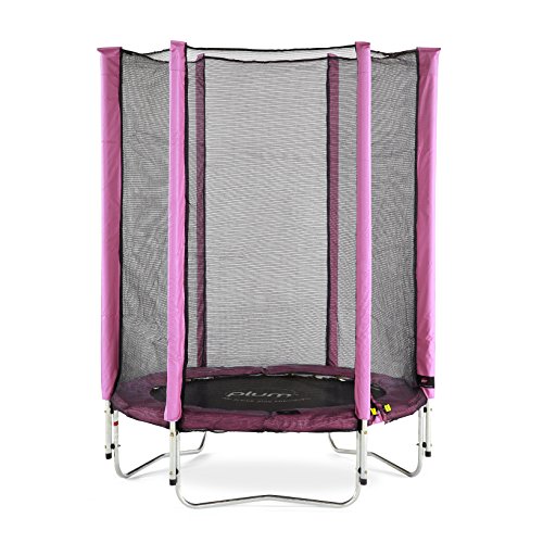 Plum- Cama elástica Rosa con Red de protección 140 cm de diámetro, Color (30183)