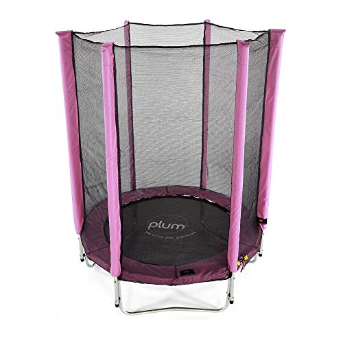 Plum- Cama elástica Rosa con Red de protección 140 cm de diámetro, Color (30183)