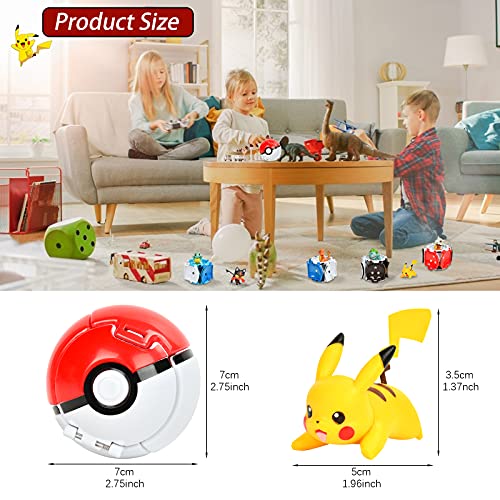 Poké Bolas Figuritas, Figuras Pokéball Toys, Pokeball Juguetes para Celebración de Fiestas Infantiles, Regalo de Cumpleaños.