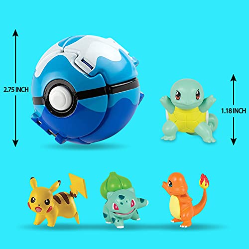 Pokemon Ball Pokemon Throw N Pop Ball con 4 figuras de acción de Pikachu – Lancer y Pop Pelotas Pokemon para niños o niñas o regalos de cumpleaños para niños