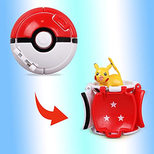 Pokémon Ball Throw N Pop Ball con 4 figuras de acción Pikachu – Juego de juguetes – lanzar y pelotas de Pokémon Pop para niños, niñas o regalos de cumpleaños infantiles