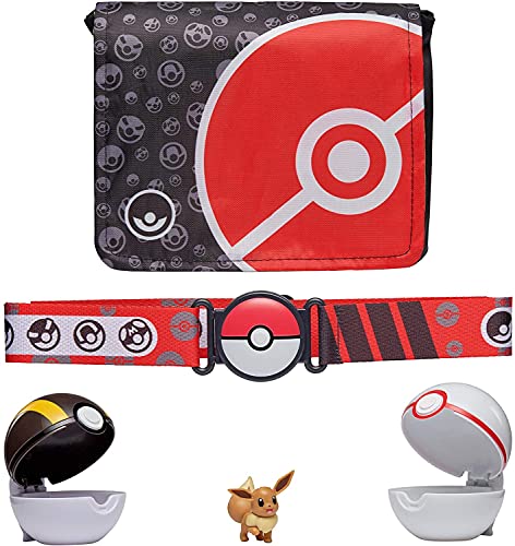 Pokemon Cinturon Set Bandolier Eevee & Bolas Pokemon – Incluye 1x 5 cm Pokemon Figura, 1x Bolsa de Pokemon, 1x Cinturón & 2 x Pokeballs – Licencia Oficial Juguetes Pokemon