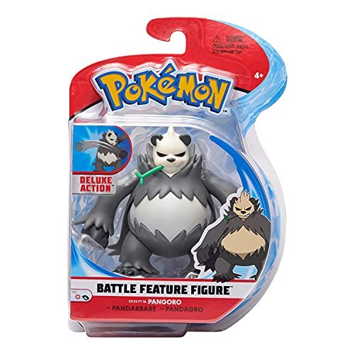 Pokémon - Figura de Battle Feature de Pandarbare (Pangoro) de 12 cm de Pandarbare con función de Golpe de Punto, diseño de Pokémon