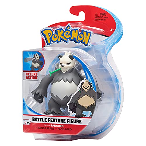 Pokémon - Figura de Battle Feature de Pandarbare (Pangoro) de 12 cm de Pandarbare con función de Golpe de Punto, diseño de Pokémon