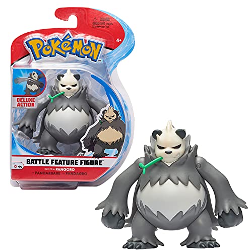 Pokémon - Figura de Battle Feature de Pandarbare (Pangoro) de 12 cm de Pandarbare con función de Golpe de Punto, diseño de Pokémon