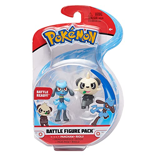 Pokémon – Pack de 2 Figuras Battle – Pandespiegle (Pancham) & Riolu – Figuras de 5 cm para coleccionar