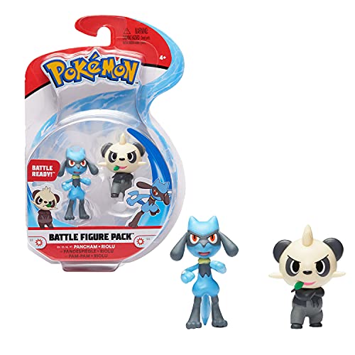 Pokémon – Pack de 2 Figuras Battle – Pandespiegle (Pancham) & Riolu – Figuras de 5 cm para coleccionar