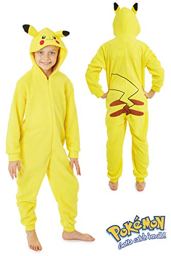 Pokemon Pikachu Pijama Entero para Niños Niñas De Una Pieza, Cosplay, Pijama Animal Disfraz Go Capucha,Ropa de Dormir Invierno, Regalos para Chicos Chicas 4 - 14 Años (13-14 años)