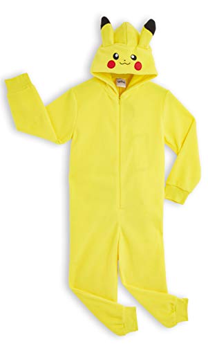 Pokemon Pikachu Pijama Entero para Niños Niñas De Una Pieza, Cosplay, Pijama Animal Disfraz Go Capucha,Ropa de Dormir Invierno, Regalos para Chicos Chicas 4 - 14 Años (13-14 años)