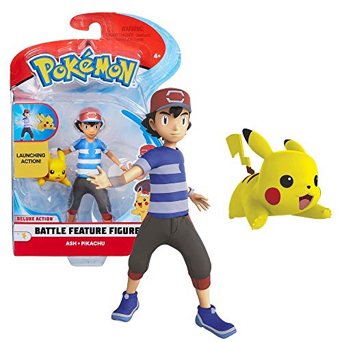 Pokemon Selección Battle Feature Figures Figura de Acción móvil de Lujo, Figuras del Juego:Ash & Pikachu