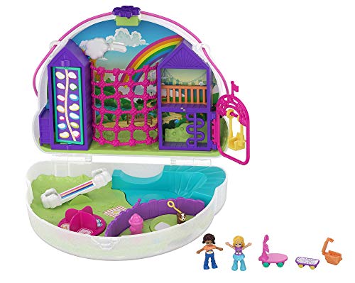 Polly Pocket Cofre Colgante Polly con Shani en forma de arcoiris, muñeca con accesorios (Mattel GKJ65)