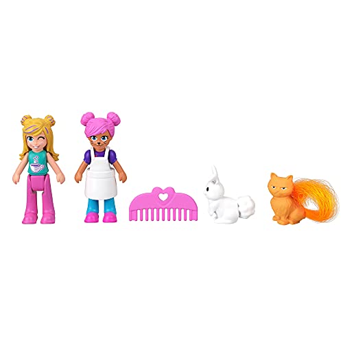 Polly Pocket Cofre con forma de poni, con muñecas y mascotas, juguete para niñas y niños +4 años (Mattel GTN15)