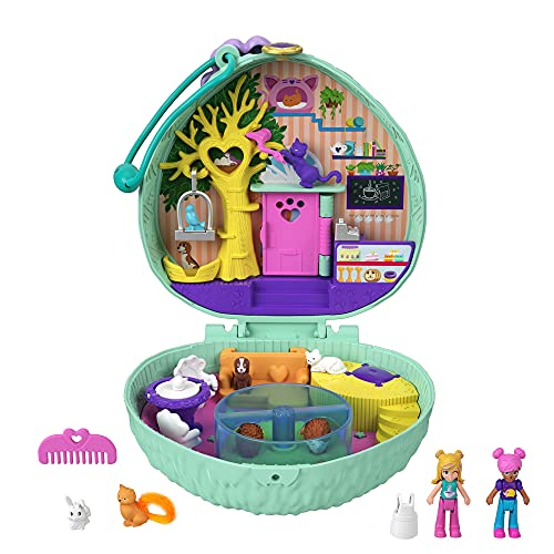 Polly Pocket Cofre con forma de poni, con muñecas y mascotas, juguete para niñas y niños +4 años (Mattel GTN15)