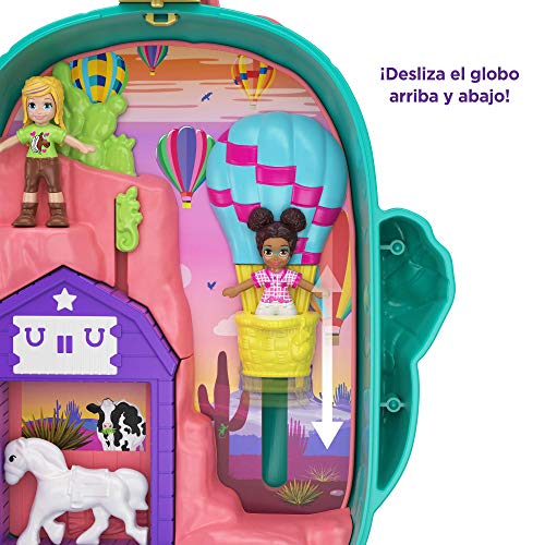 Polly Pocket Cofre Rancho de Cactus con muñeca vaquera y accesorios, juguete +4 años (Mattel GKJ46)