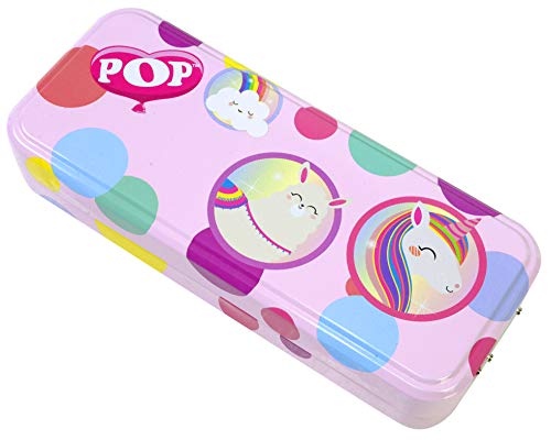 POP GIRL Color Tin - Estuche de Maquillaje - Set de Maquillaje para Niñas - Juguetes Niñas - Selección de Productos Seguros en un Estuche con 3 Pisos