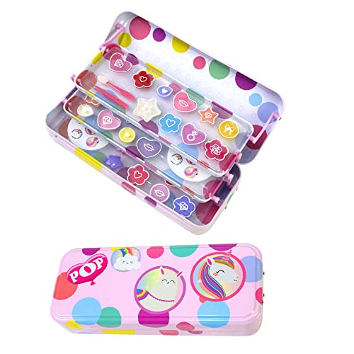 POP GIRL Color Tin - Estuche de Maquillaje - Set de Maquillaje para Niñas - Juguetes Niñas - Selección de Productos Seguros en un Estuche con 3 Pisos